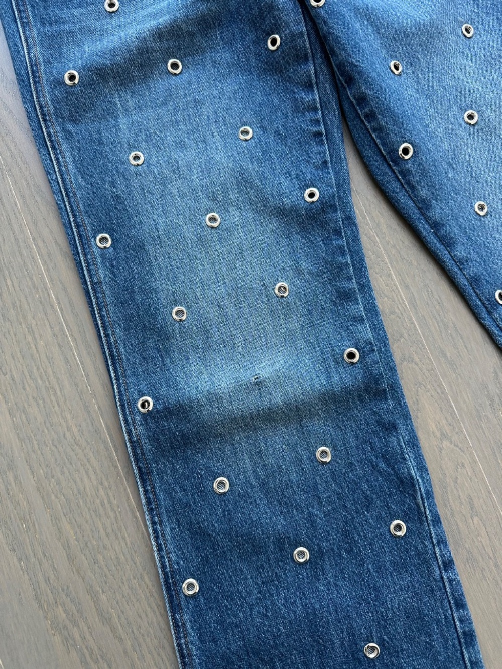 Veronica Beard DYLAN Straight Leg Grommet Bandit Jeans Jean With Tags - Size 23 - Picture 4 of 8